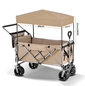 Wholesale <strong>Heavy</strong> <strong>Duty</strong> <strong>Folding</strong> Camping <strong>Wagon</strong> With Canopy All-Terrain Portable <strong>Beach</strong> Trolley With Rear Storage Pocket Big Wheels - Product Image 3