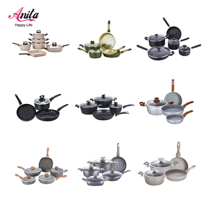 Juego de utensilios de cocina antiadherentes con borde de flores, conjunto de utensilios de cocina de lujo, organización de ollas y sartenes - Product Image 5