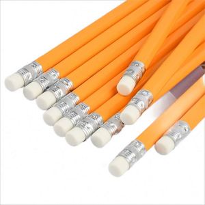 Cadeau promotionnel pour écoles de design : Crayons en bois personnalisés HB écologiques, imprimés sérigraphiés, avec gomme, logo OEM, emballage en vrac, mine noire - Product Image 1