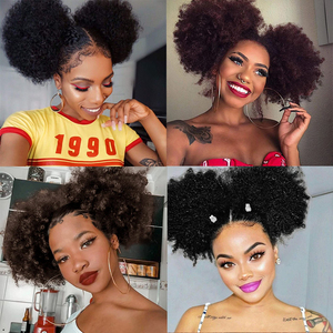 Extension de <span class=keywords><strong>chignon</strong></span> afro bouclé <span class=keywords><strong>court</strong></span> avec cordon de serrage, queue de cheval synthétique et postiches <span class=keywords><strong>chignon</strong></span> - Product Image 6