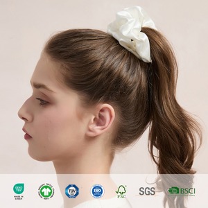 Coleteros de Seda de Morera 100% Pura al por Mayor, con Logotipo Personalizado, 22 Momme, Lazos para el Cabello de Lujo, Color Sólido Rosa, Elásticos - Product Image 5