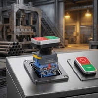 Interruptor de Arranque/Parada Rectangular de 22 mm con Doble Botón y Autorreinicio Yijia YJ139-LA38-11B, 1 Contacto Normalmente Abierto, 1 Contacto Normalmente Cerrado