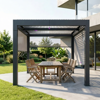 Pérgola Bioclimática Moderna de Aluminio con Techo Impermeable y Resistente a la Nieve, Motorizada, con Marco con Recubrimiento en Polvo, para Jardín