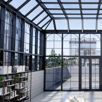 Véranda en aluminium avec revêtement en poudre personnalisé, double vitrage trempé, jardin d'hiver, imperméable, pour villa résidentielle