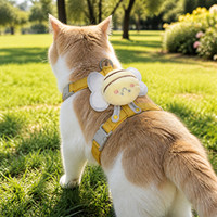 Ensemble Harnais et Laisse pour Chat Mignon Motif Abeille, Anti-Évasion, Style H, Réglable, à Libération Rapide, en Velours Côtelé Solide, Harnais Doux pour Petits Chats et Chatons