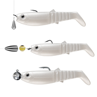 Ensemble de leurres de pêche souples en PVC, 8cm 5.2g, 10cm 10g, 12.5cm 22g, 3 pièces/boîte, queue de pagaie, leurres artificiels pour la pêche au bar, appâts de pêche à queue en T