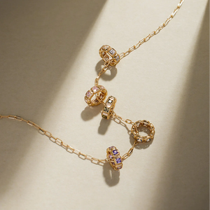 Phụ Nữ Của DIY December Bezel Thiết Lập Birthstone Bead Charms Thời Trang 925 Sterling Silver 18K Vàng Ascher Cắt Trắng Zirconia - Product Image 3