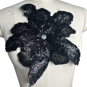 Hoa Lớn 3 Lớp Ren Sequin Studded 3D Hoa Vá DIY Quần Áo Trang Trí Đính Áo Len Phụ Kiện Áo - Product Image 1