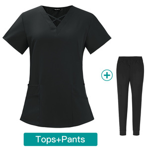 Tenues médicales élastiques à séchage rapide pour femmes, idéales pour médecins et infirmières, à manches courtes, fines, confortables et respirantes pour l'été. - Product Image 2