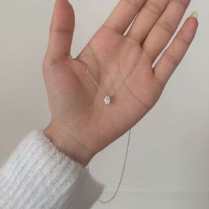 Dylam Jewelry Classic Collection 925 Sterling Silver Link Chain 1ct <b>D</b> VVS1 Moissanite Stone Oval Shape Pendant <b>Necklaces</b> - Product Image 5