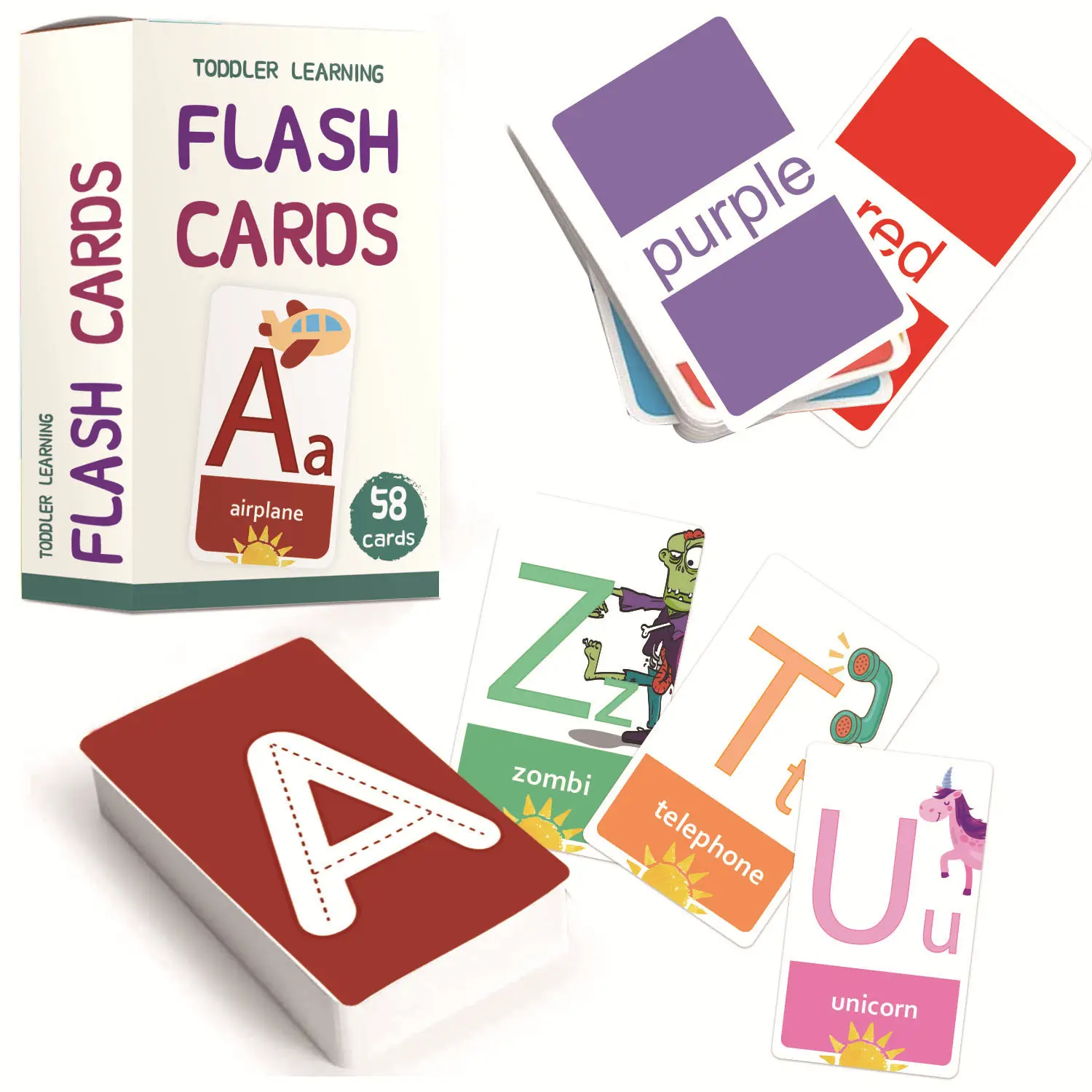 하이 퀄리티 아이 학습 플래시 카드 인쇄 알파벳 학습 카드 데크
