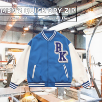 Veste bomber en coton pour homme, style streetwear, avec logo personnalisé, respirante, en chenille brodée, patchwork, automne, style varsity, gris canard