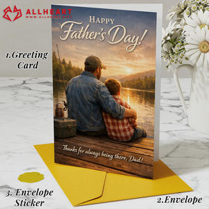 Cartes personnalisées pour la fête des pères 5x7 pouces Je t'aime Papa Carte imprimée numériquement Faible MOQ avec enveloppe et autocollant - Product Image 3