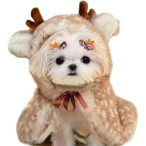 Disfraz de Reno Navideño para Cachorro, Capa de Piel Sintética para Perro Pequeño con Astas, Ropa Decorativa para Mascotas para Navidad - Product Image 1