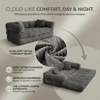 Gemütliches Wolkenförmiges Modernes Modulares Sofa Konvertierbares Bodensofa-Bett Weiches Cord-Ecksofa Familien- und Haustierfreundlich für Wohnzimmer