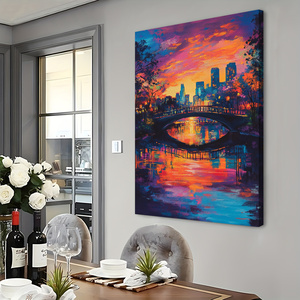 Colorido Cityscape Canvas: Vibrante Urban Sunset Art Canvas Print Canvas Arte para Home Kitchen <span class=keywords><strong>Decor</strong></span> - Product Image 5