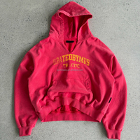 Ensemble de survêtements unisexe en coton 100% avec logo personnalisé, style streetwear vieilli, comprenant un sweat à capuche délavé à l'acide et un pantalon de survêtement baggy