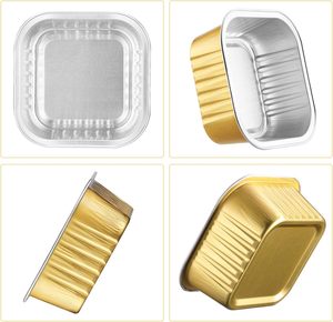 Wholesale 300ml 10oz Square PET Aluminum <b>Foil</b> Disposable Mini Baking Cups with Lids Food Grade - Product Image 3