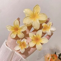 Klip rambut bunga Jelly Mini warna permen klip rambut bunga Plumeria Hawai untuk wanita aksesori rambut anti-selip dan tahan lama