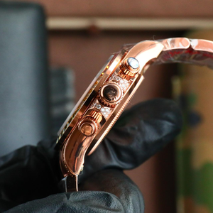 นาฬิกาหรูหราประดับอัญมณีสีรุ้ง - นาฬิกากลไกชุบทองสแตนเลสกันน้ำคุณภาพสูงประดับโมอิสซาไนต์ - Product Image 3