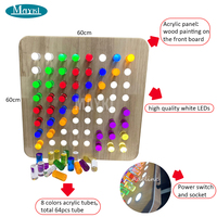 Jeu interactif pour enfants Lumière vive LED Sensory Peg Board Panneau d'éclairage sensoriel mural en acrylique avec 64 chevilles