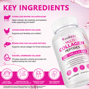 Acentialabs 240 Cápsulas de Péptidos de Colágeno Multi Complejo, Péptidos Hidrolizados, Suplementos con Biotina para Mujeres y Hombres - Product Image 3