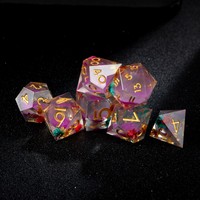 Ensemble de dés DND Purple Galaxy Liquid Core, 7 pièces, dés polyédriques en résine faits à la main pour les jeux de rôle sur table Dungeons & Dragons