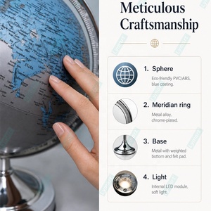 Globo Terráqueo de Plástico Azul con Lámpara para Estudiantes de Geografía, Aprendizaje de Japonés, Árabe, Turco, Inglés, Alemán, Latín, Francés, Ruso y Español - Product Image 4