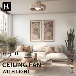 Plafonnier en bois LED blanc chaud 3500K, style rustique, montage en surface, 220V, grande taille, télécommande pour salon - Product Image 5