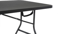 Tables pliantes en plastique pour ordinateur portable, fête, rectangulaires, pliables au centre, en HDPE noir, robustes, en gros, 180 cm