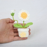 Décoration de voiture au crochet, fleurs artificielles créatives et mignonnes, tissées à la main, tournesol, marguerite, plante en pot, décoration de bureau, panier cadeau