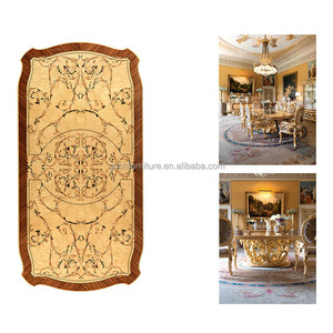 Set da Pranzo di Lusso con Foglia d'Oro, 1 <span class=keywords><strong>Tavolo</strong></span> <span class=keywords><strong>e</strong></span> 6 <span class=keywords><strong>Sedie</strong></span>, Stile <span class=keywords><strong>Barocco</strong></span> Squisito, Mobili in Legno Massello Intagliati a Mano, Finitura Lucida con Intarsi - Product Image 2