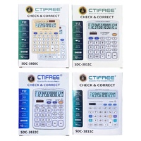 Calculatrice de bureau en plastique élégante CTIFREE, double alimentation, 99 opérations, 12/14 chiffres, calendrier intégré, haute précision