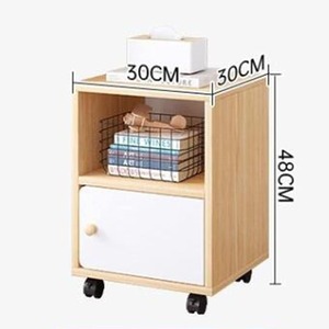Fondlive Modern Wood Panel Nightstand Bedroom <strong>Bedside</strong> <strong>Table</strong> with <strong>Rolling</strong> Wheels and Storage Cupboard for Living Room or Hotel