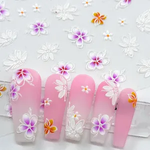 Leidankou 5d Bloem Vlinder Nail Stickers Nagel Sticker Nagel Sticker Sticker