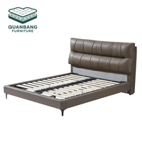 Meubles de chambre à coucher modernes en bois massif, lit double king size, lit luxueux rembourré en cuir, lit moelleux avec grande tête de lit