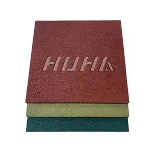 Factory HUHA 25mm rubber playground tiles with Anti-slip rubber outdoor tiles for protective rubber outdoor mats with holes