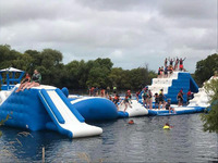 Parc aquatique gonflable Aqualand Island en bâche PVC de haute qualité pour plage, lac et divertissement aquatique, installations de loisirs aquatiques premium, 500 kg