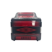 SEASOUND OEM JB3412D Accordéon Diatonique Professionnel Rouge et Noir avec Grille Noire et Boutons Noirs 34 Boutons 12 Basses 5 Enregistrements