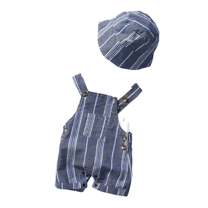 Elegante Traje de Tirantes de Verano para Niños, <span class=keywords><strong>Ropa</strong></span> para Bebés de Un Año, Conjunto de Tres Piezas de Manga Corta con Gorros de Pescador - Product Image 6
