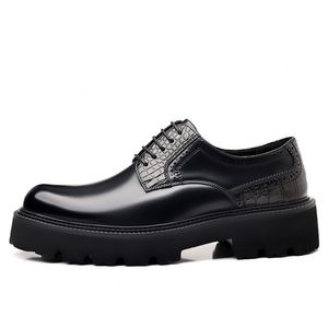 Zapatos de Hombre de Cuero Genuino, con Cordones, Transpirables, Ligeros, Antideslizantes, con Suela Gruesa, de Charol, para Oficina, Carrera, Boda - Product Image 2