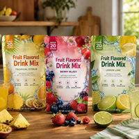 Sachets d'emballage alimentaire en aluminium à impression personnalisée pour poudre de boisson instantanée aromatisée aux fruits, sachets à collation en sachet souple, saveur protéinée et lait