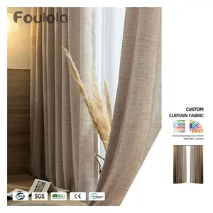 热卖优质窗帘双面艺术品设计，带平纹编织亚麻窗帘面料