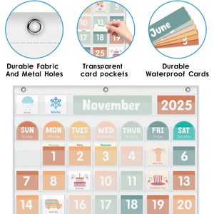 Calendario de Bolsillo con Vista Mensual, Diseño Minimalista de Tela, Gestión del Tiempo, Regreso a Clases, Uso en el Aula - Product Image 4