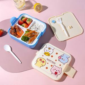 Happy Time <b>Lunch</b> <b>Box</b> Rectangle Food Grade Plastic With Lid And <b>Compartments</b> For Adults Students Office Use - Product Image 2