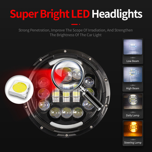 Superheldere 7 Inch Led Koplamp Wit Amber Hi Lo Combo Beam Drl Vrachtwagen Koplamp Auto Licht Voor Jeep Wrangler - Product Image 3