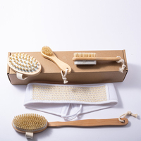 Ensemble de 5 brosses exfoliantes pour le corps, le visage et le bain, en bois naturel, poils de sanglier, manche long détachable, pour soins du corps