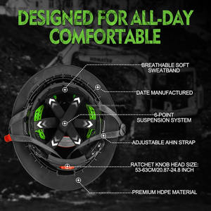 Casco de Seguridad Industrial WELTA con Logotipo Personalizado, HDPE, ANSI Z89.1, Estilo Nuevo, Ala Completa, Ajustable, 6 Puntos, Blanco/Negro/Naranja, 420g - Product Image 4