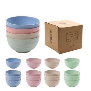 عبر الحدود 15-قش القمح البلاستيكي وعاء جديد تصميم كلاسيكي أدوات مائدة منزلية وعاء الأرز القمح أربع علب هدايا شعار قابل للطي - Product Image 1