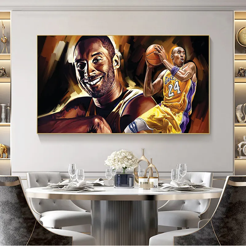 Basketbol yıldız Kobe Bryan portre tuval boyama suluboya eski ev dekor posteri